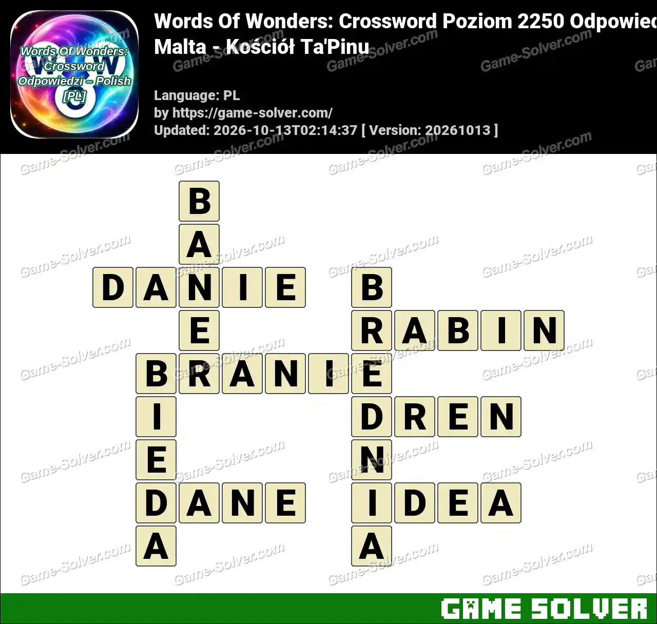 Words Of Wonders: Crossword Poziom 2250 Odpowiedzi – Malta – Kościół Ta’Pinu